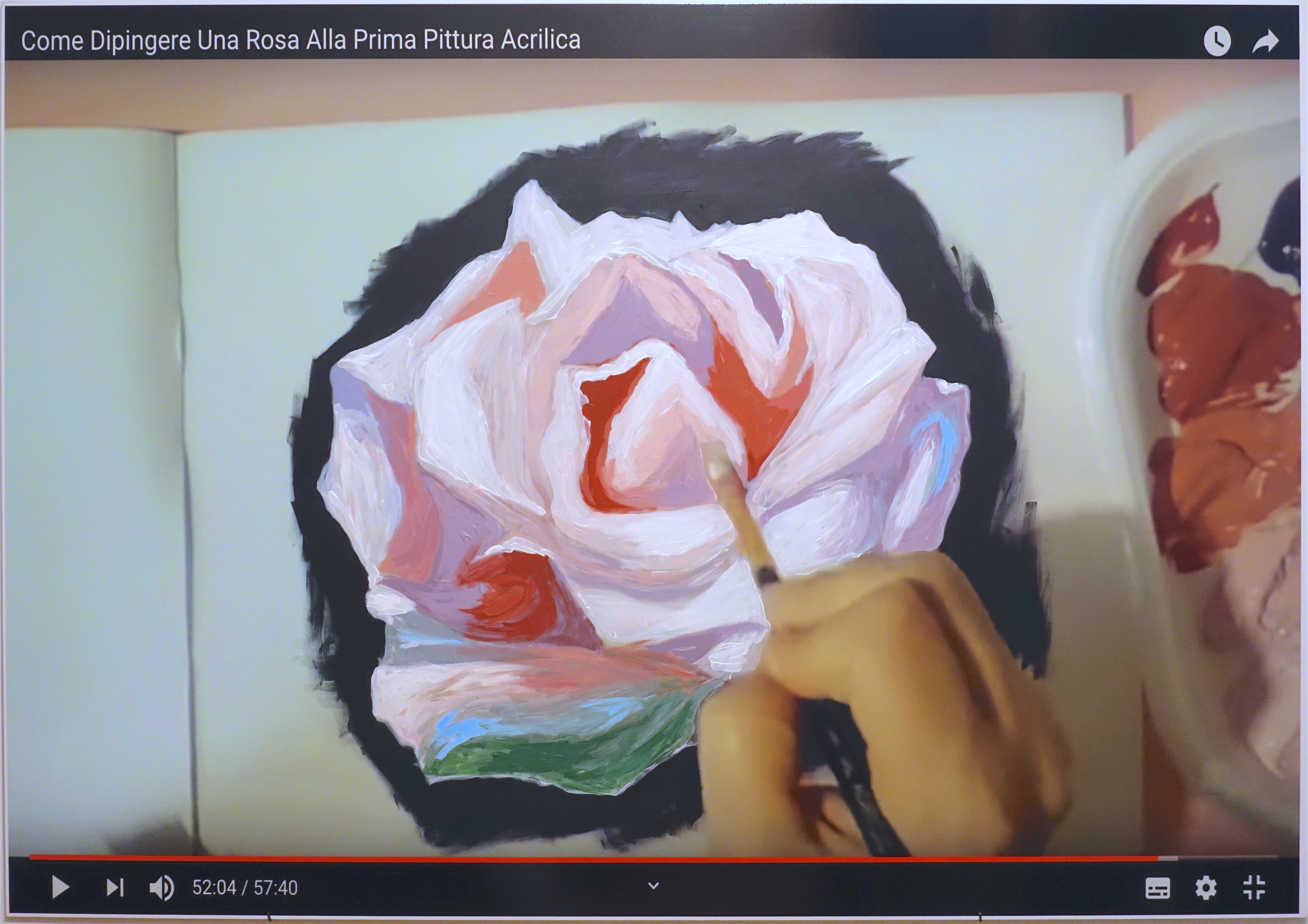 Giuseppina Giordano, www.youtube.com/watch?v=dXkEED6hIkY (How to paint a rose, tutorial 3), 2019 acrylic paint on printed pvc / 100x140x1cm