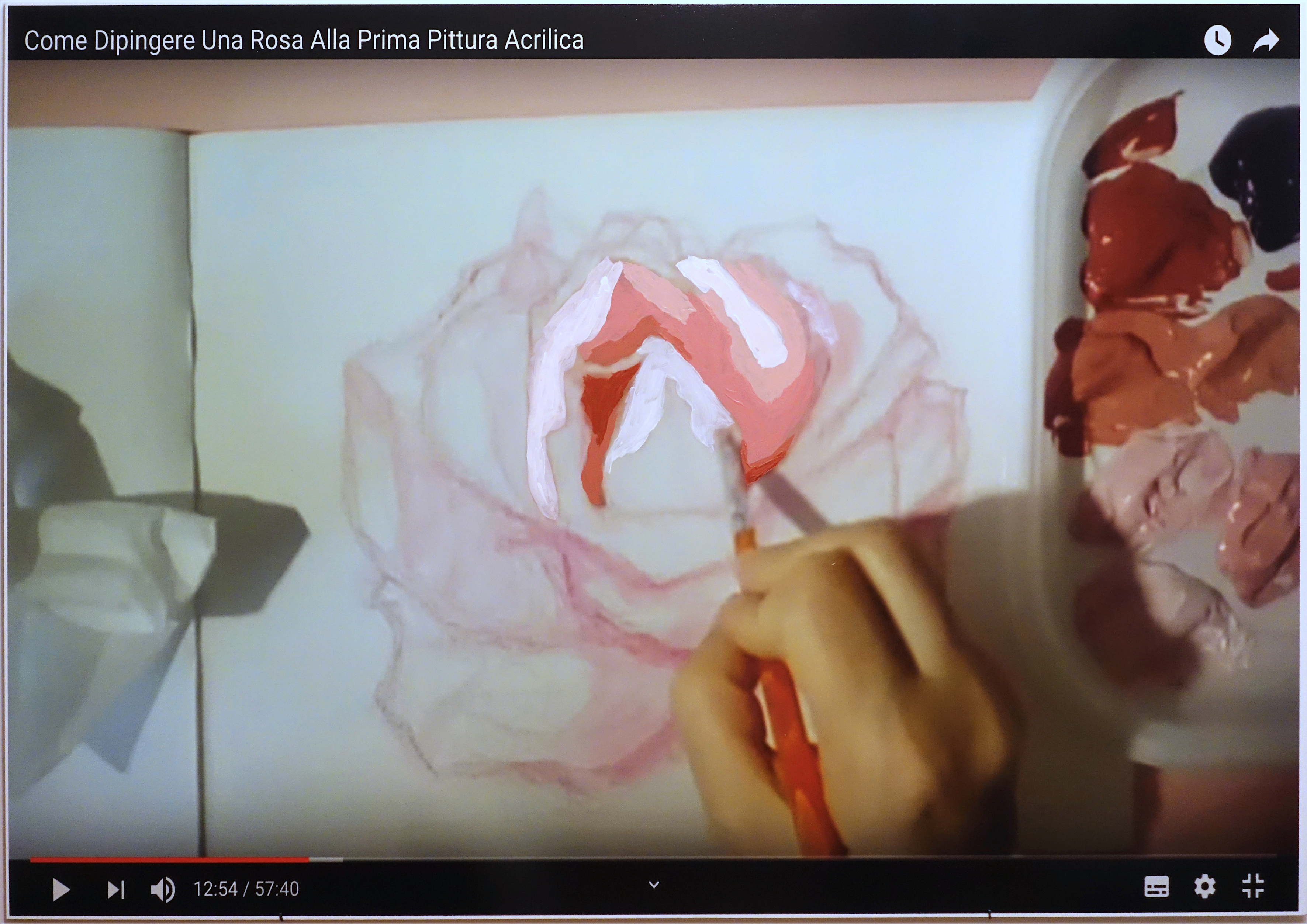 Giuseppina Giordano, www.youtube.com/watch?v=dXkEED6hIkY (How to paint a rose, tutorial 1), 2019 acrylic paint on printed pvc / 100x140x1cm